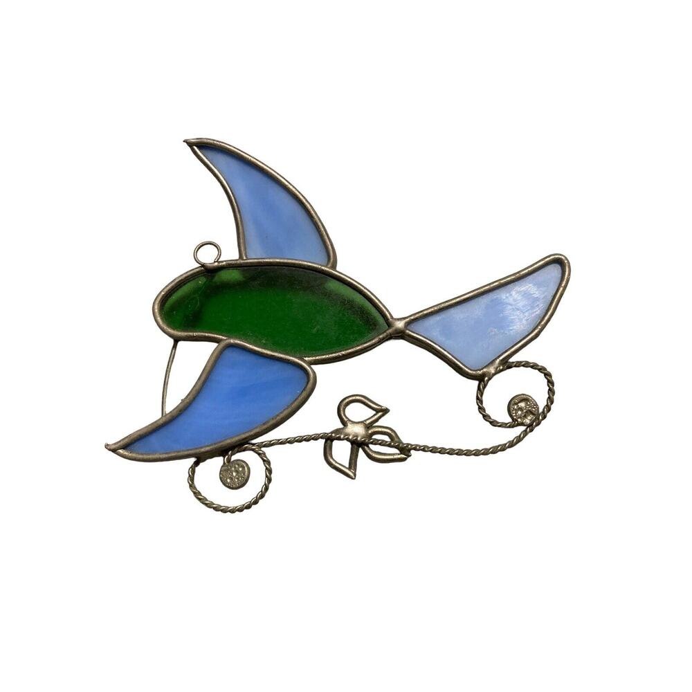 Vintage Flying Bird Stained Glass Window Hanging -Sun Catcher